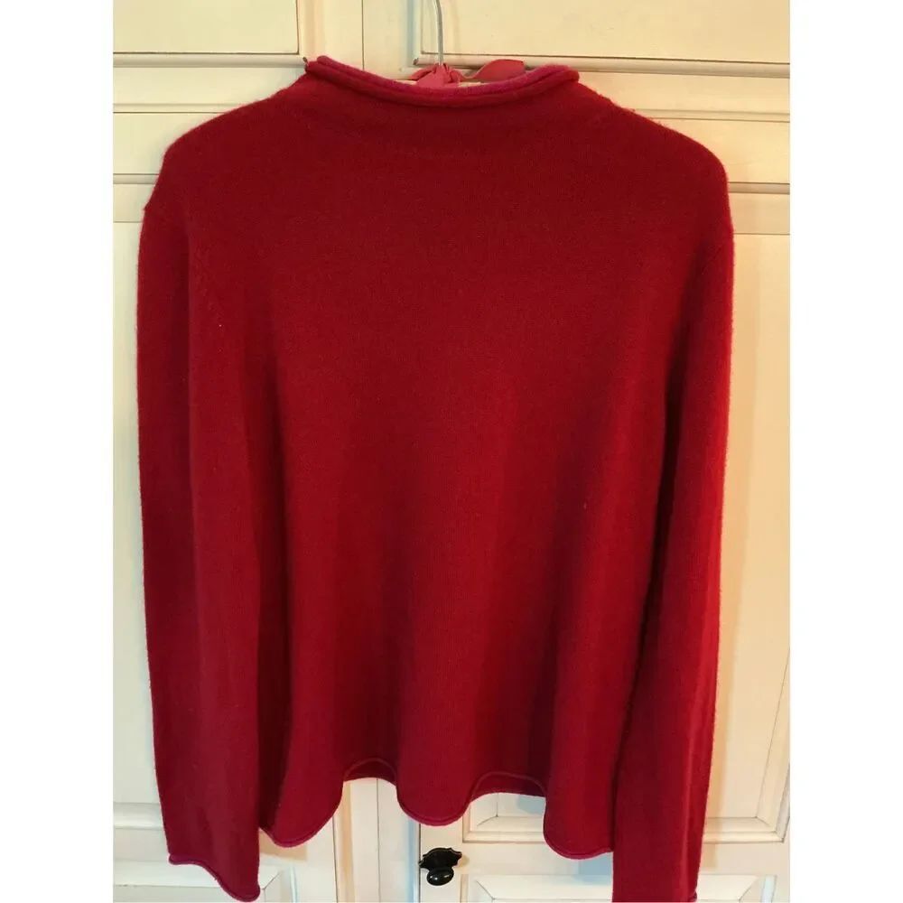 Sundance 100% Cashmere Sweater Sz L Red Pink Accent Soft